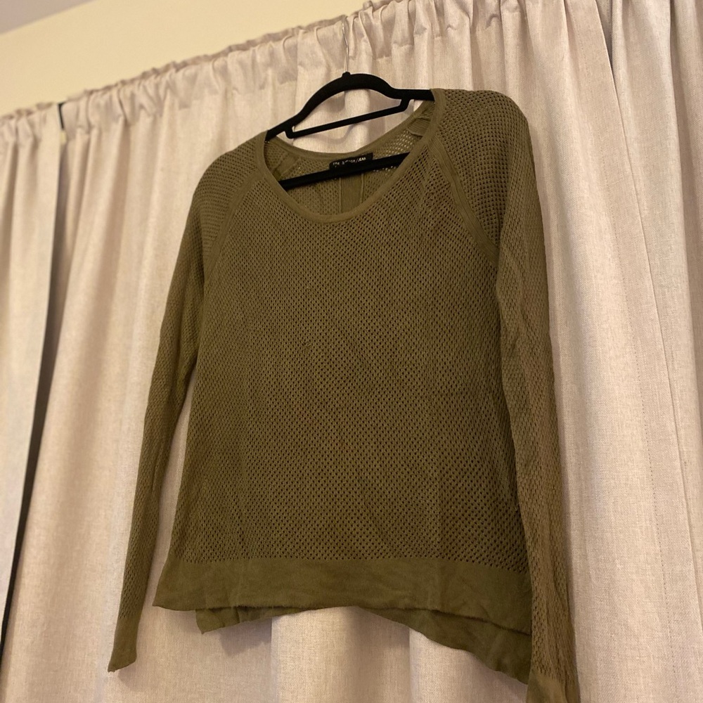 Rag & Bone Khaki Mesh Knit Sweater Top, Size Medium